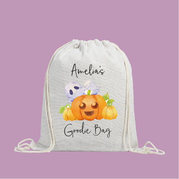 Personalised Halloween Trick or Treat Tote Bag / Drawstring Bag – Goodie Bag