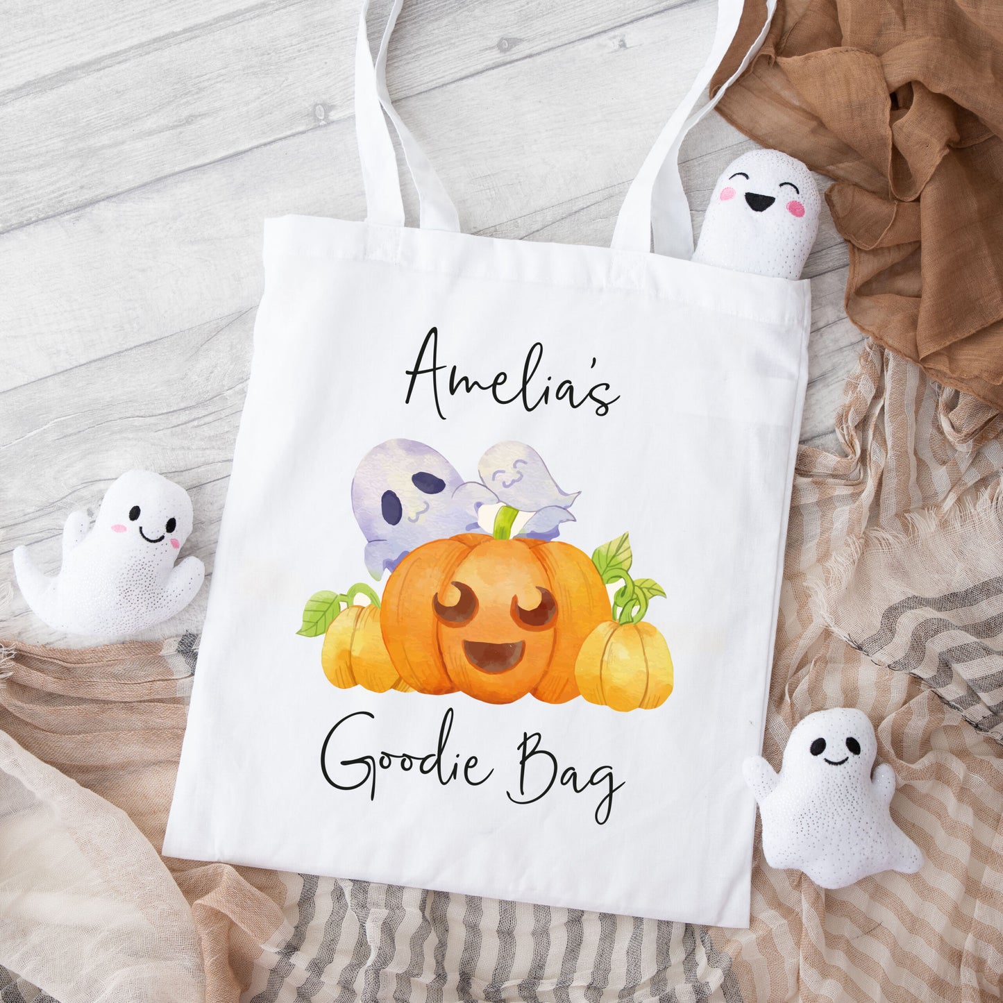 Personalised Halloween Trick or Treat Tote Bag / Drawstring Bag – Goodie Bag